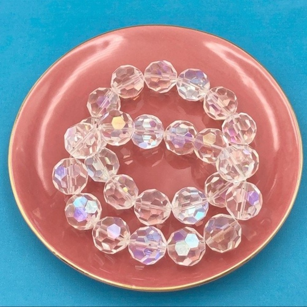 🌼 Pair Chunky AB Glass Bead Stretch Bracelet